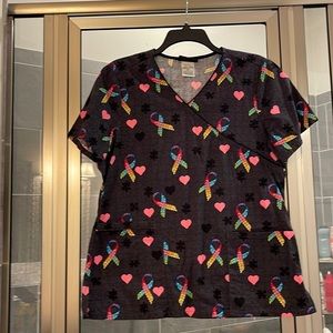 Autism awareness women’s scrub top